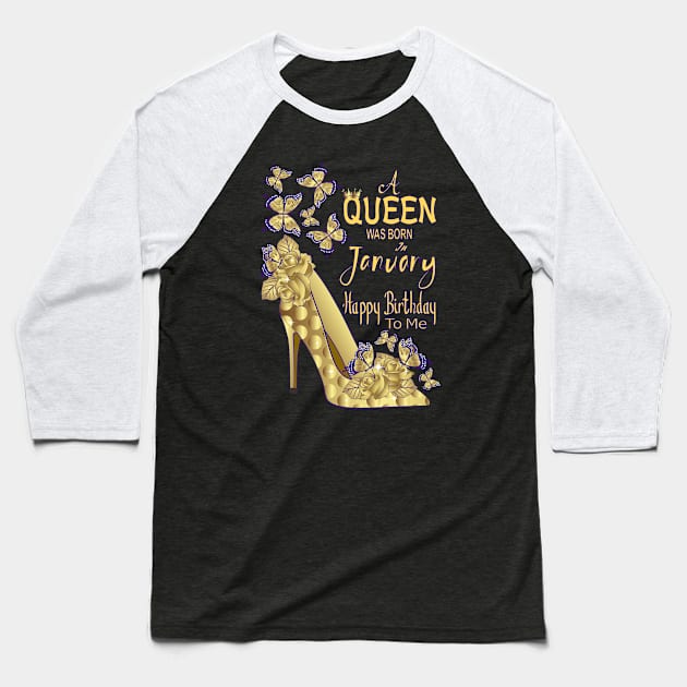 A Queen Was Born In January Baseball T-Shirt by Designoholic